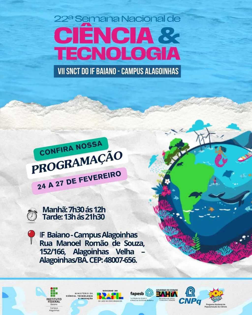 IF Baiano Alagoinhas realiza Semana Nacional de Ciência e Tecnologia de 24 a 27 de fevereiro